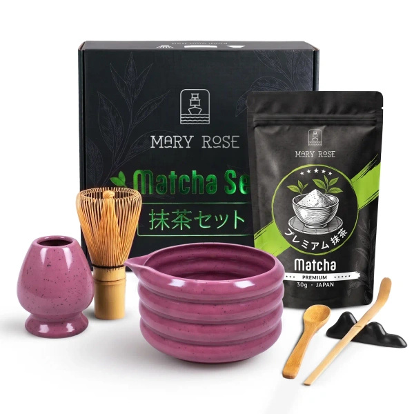 Geschenkset: Japanse premium matcha + matchawan + bamboeaccessoires
