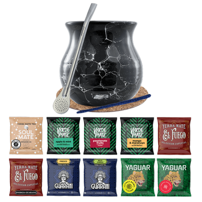 Yerba Mate Set 10x50g Kalebas Bombilla 500g