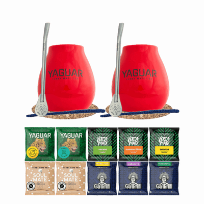Yerba Mate Set 10x50g 2x Kalebas + 2x Bombilla