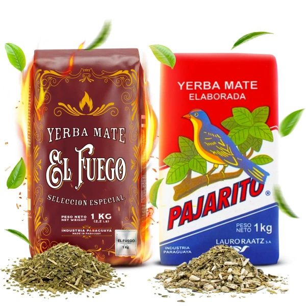 Yerba Mate Elaborada-set: El Fuego 1kg + Pajarito 1kg