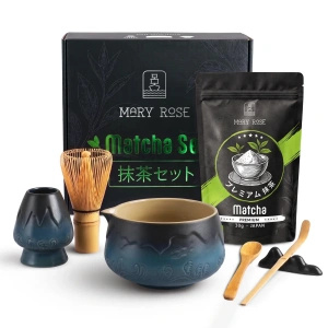 Geschenkset: Japanse premium matcha + matchawan + bamboeaccessoires