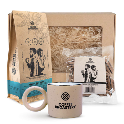Cadeauset Bro Coffee Roastery: Brazil Guaxupe koffie + koffieroomkaramels + mok