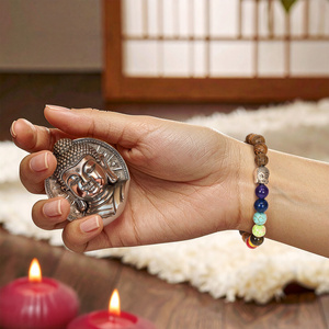 Armband "Zeven Chakra's" – wengehout en Boeddha