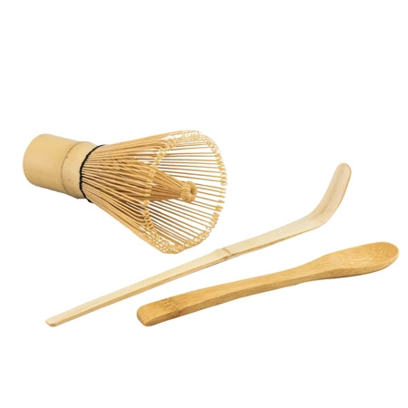 Bamboe matcha thee accessoire set: chasen garde + chashaku schep + lepel