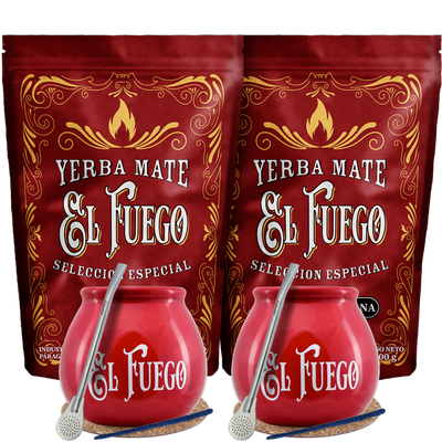 Yerba Mate El Fuego ingesteld op twee Bombilla POWER