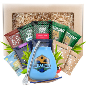 Yerba Mate Geschenkset 10x50g 500g Kalebas + Bombilla