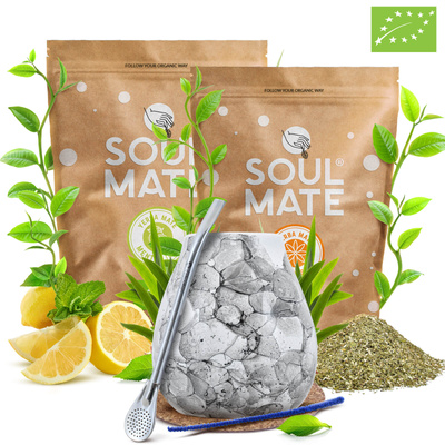 Yerba Mate Set Soul Mate Organica 2x500g 1kg Kalebas + Bombilla