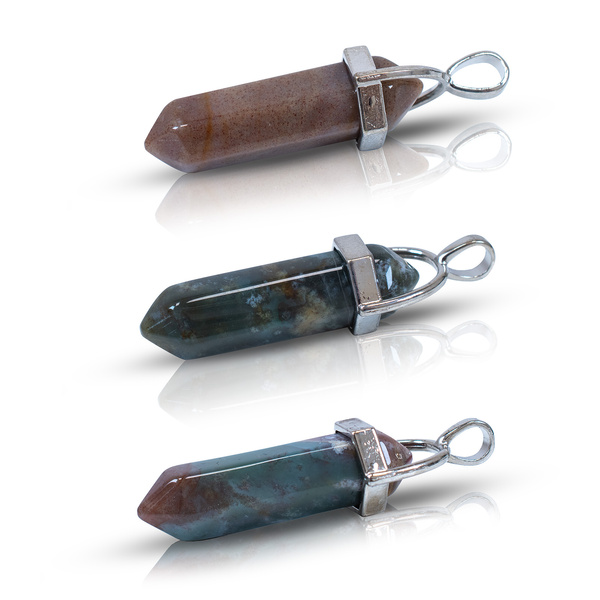 Hanger met Indiase agaat in zakje + ketting