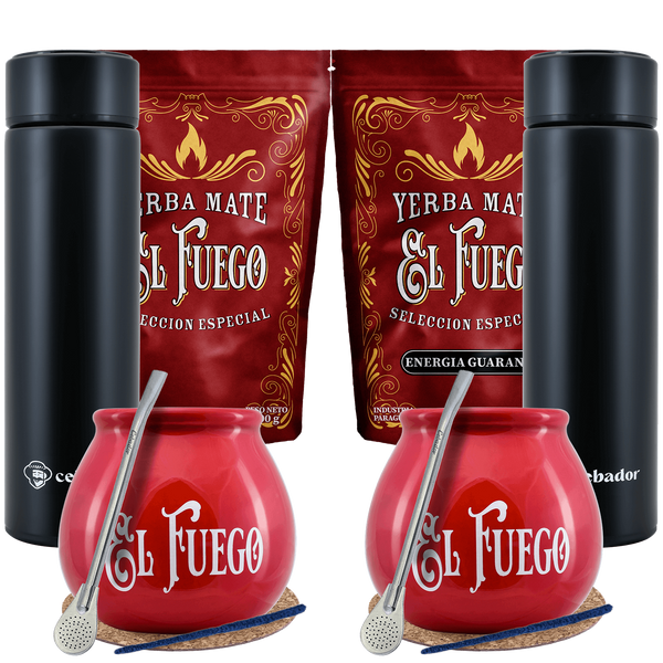 Yerba Mate El Fuego Thermos Set voor Twee 1kg