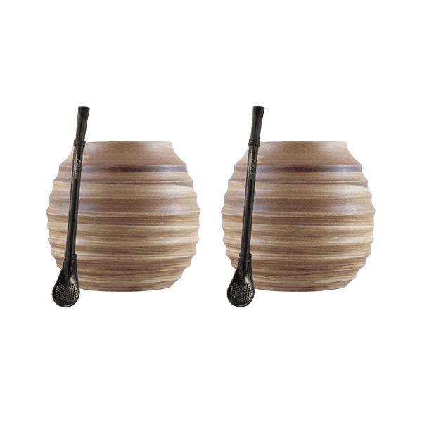 Yerba Mate Accessoireset: 2x Kalebas + 2x Bombilla