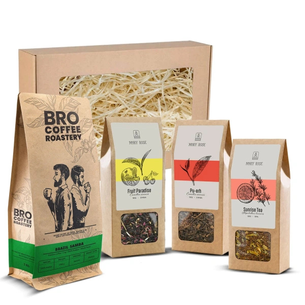 Geschenkset met koffie van Bro Coffee Roastery en thee van Mary Rose