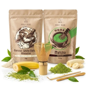 Set voor kleurrijke Matcha Latte: Matcha + White Matcha + accessoires