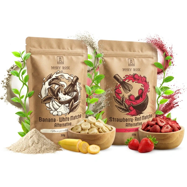 Set met kleurrijke matcha’s: Red Matcha + White Matcha