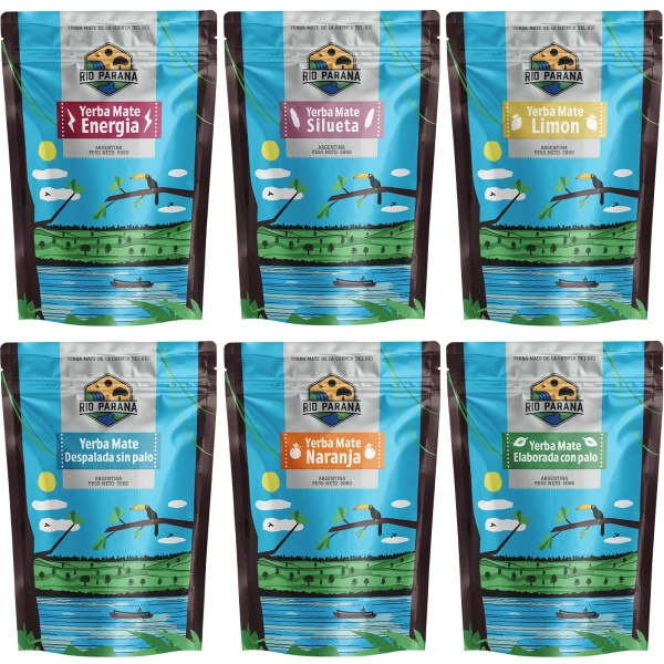 Set Yerba Mate Rio Parana verschillende soorten 6x500g