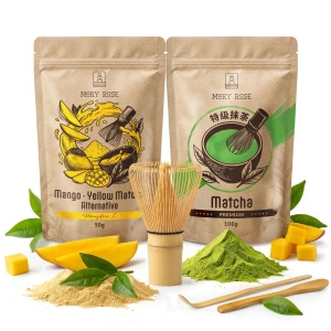 Set voor kleurrijke Matcha Latte: Matcha + Yellow Matcha + accessoires
