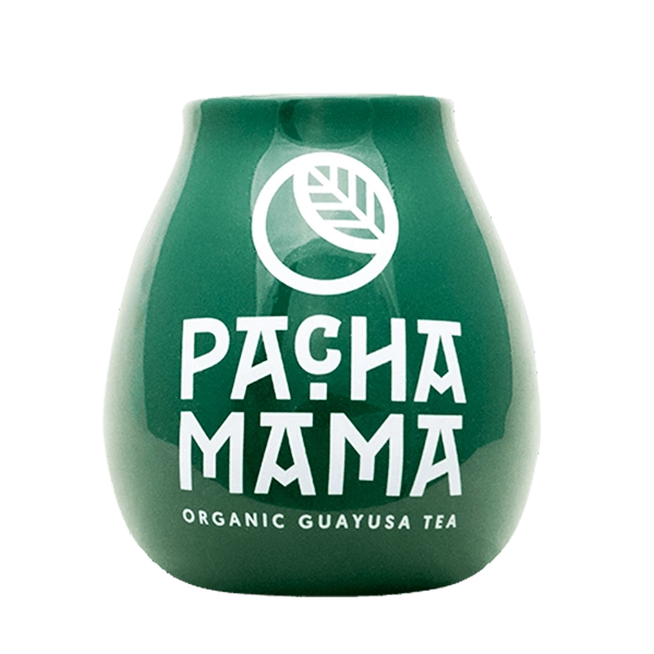 Groene keramische matekop met Pachamama-logo 350 ml