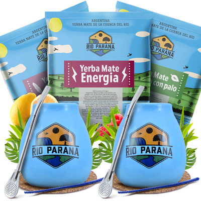 Yerba Mate Rio Parana Set VOOR TWEE Kalebas Bombilla