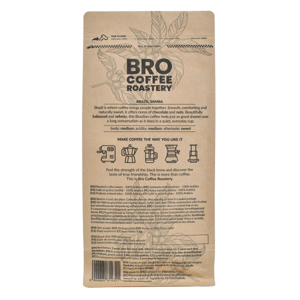 Bro Coffee Roastery – Hele Bonen Koffie Brazil Samba Premium 1kg