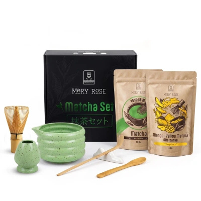 Cadeauset voor kleurrijke Matcha Latte: Matcha + Yellow Matcha + accessoires