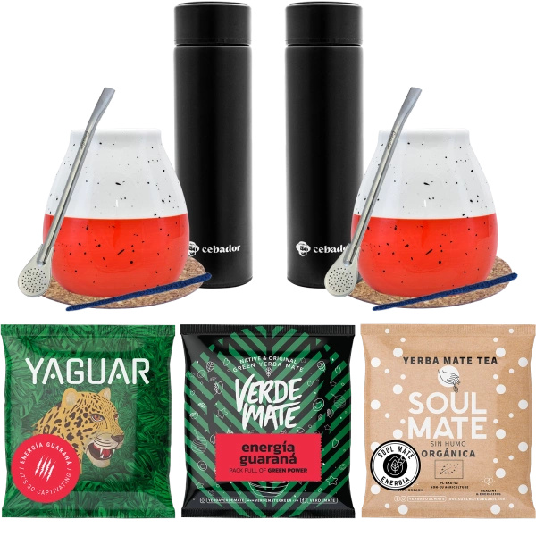 Yerba Mate starter kit voor paren thermos 3x50g