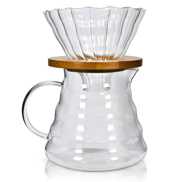 Koffiezetset – glazen dripper en kan