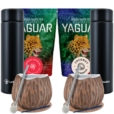 Yerba Mate kokosnoot thermos set voor twee 1000g