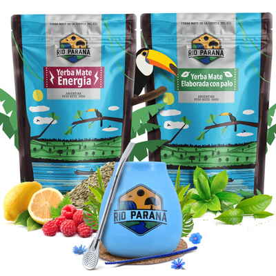 Yerba Mate set Rio Parana Energia Elaborada 2x500g + accessoires