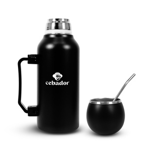 YerbaGo – Thermos met kalebas en bombilla 1,3 L – zwart