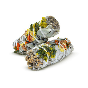 Meditatie set: witte salie wierook + gele calciet