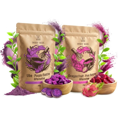Set met kleurrijke matcha’s: Pink Matcha + Purple Matcha