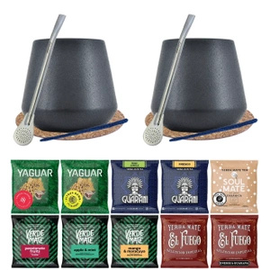 Yerba Mate Set 10x50g 2x Kalebas + 2x Bombilla