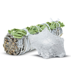 Meditatie set: witte salie wierook + bergkristal