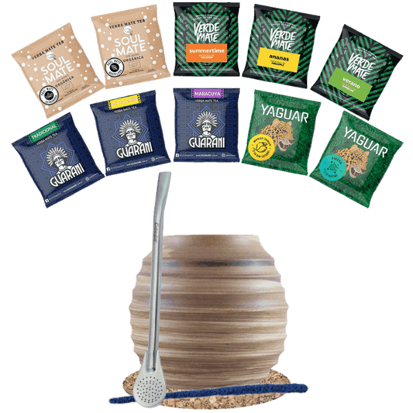 Yerba Mate Set 10x50g Kalebas + Bombilla