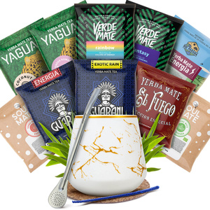 Yerba Mate-set: proefpakket 10x50g Kalebas + Bombilla
