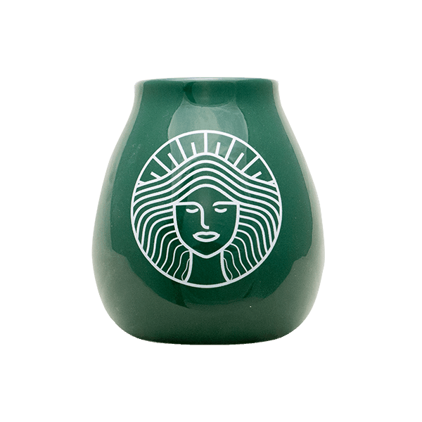 Keramische mate-kalebas met Pachamama-logo (groen) 350 ml