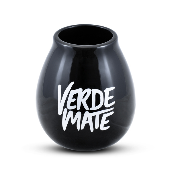 Keramische mate-kalebas met Verde Mate-logo (zwart) 350 ml