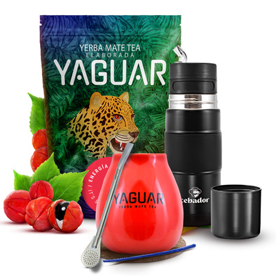Yerba Mate Set Yaguar Energia 500g 0,5kg Yerbomos + Kalebas + Bombilla