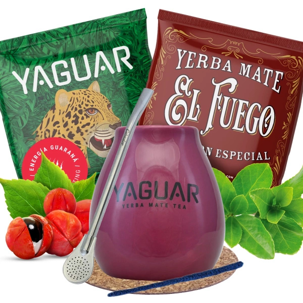 Yerba mate set Kalebas Bombilla + 2x50g
