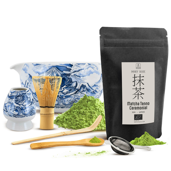 Ceremonieel set voor het zetten van matcha-thee: Japanse BIO matcha 30g + accessoires