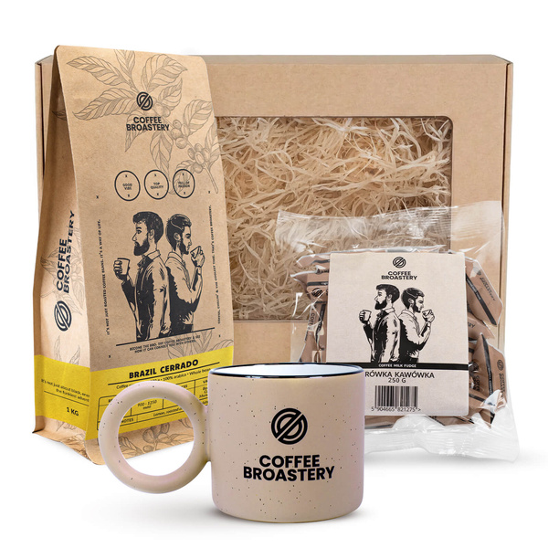 Cadeauset Coffee Broastery: Brazil Cerrado koffie + koffieroomkaramels + mok