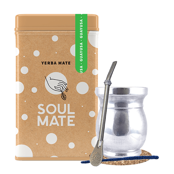 Set Yerbera Yerba Mate Soul Mate Guayusa 0,5kg Palo Santo