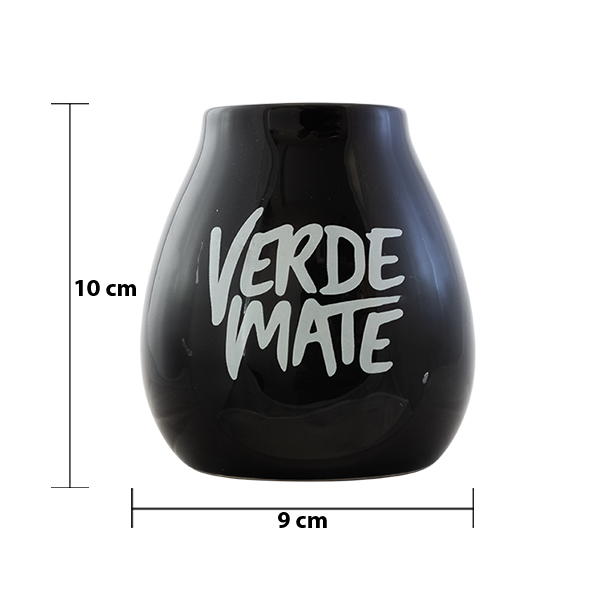Keramische mate-kalebas met Verde Mate-logo (zwart) 350 ml