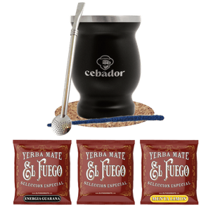 Yerba Mate Set: monsters El Fuego 3x50g + TermoMate + Bombilla
