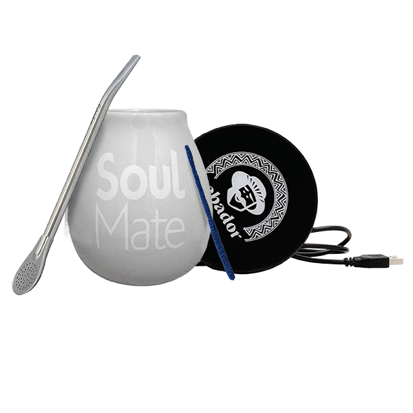 Yerba Mate Accessoireset: USB-kopverwarmer + Kalebas + Bombilla