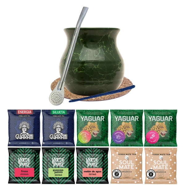 Set Mate Thee Verde Mate Groen 500g Mate Kalebas 10x50g