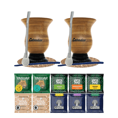 Yerba Mate Set 10x50g 2x Kalebas + 2x Bombilla