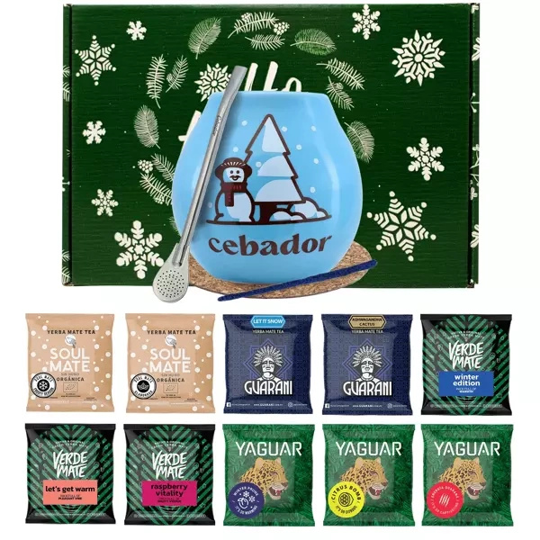 Wintere Geschenkset Yerba Mate 10x50g Kalebas + Bombilla