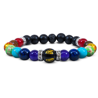 Armband "Zeven Chakra's" – met lavasteen