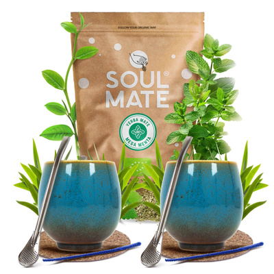 Yerba Mate Set Soul Mate 500g 0,5kg 2x Kalebas + 2x Bombilla
