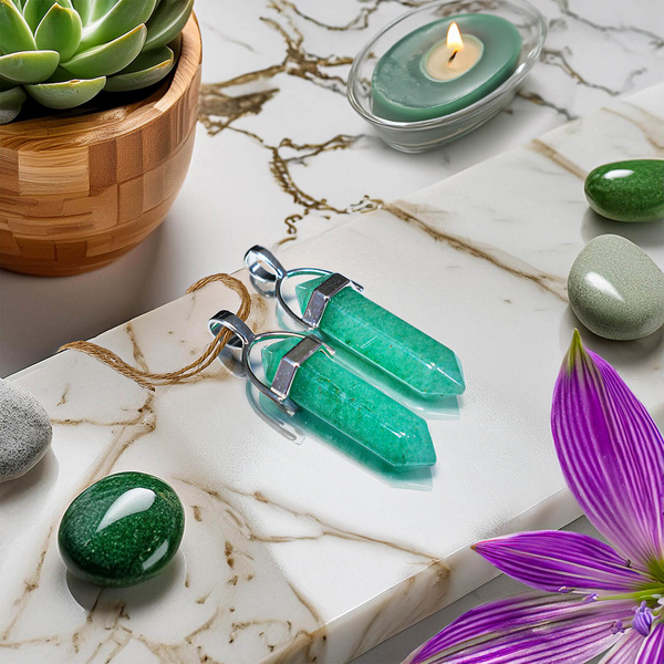 Hanger met aventurijn in zakje + ketting